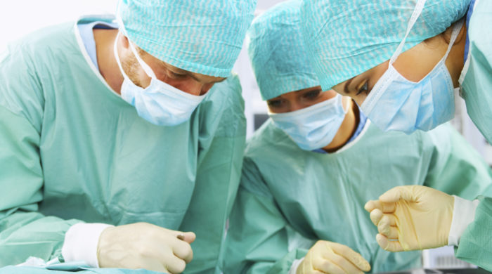 A medical team performing an operation